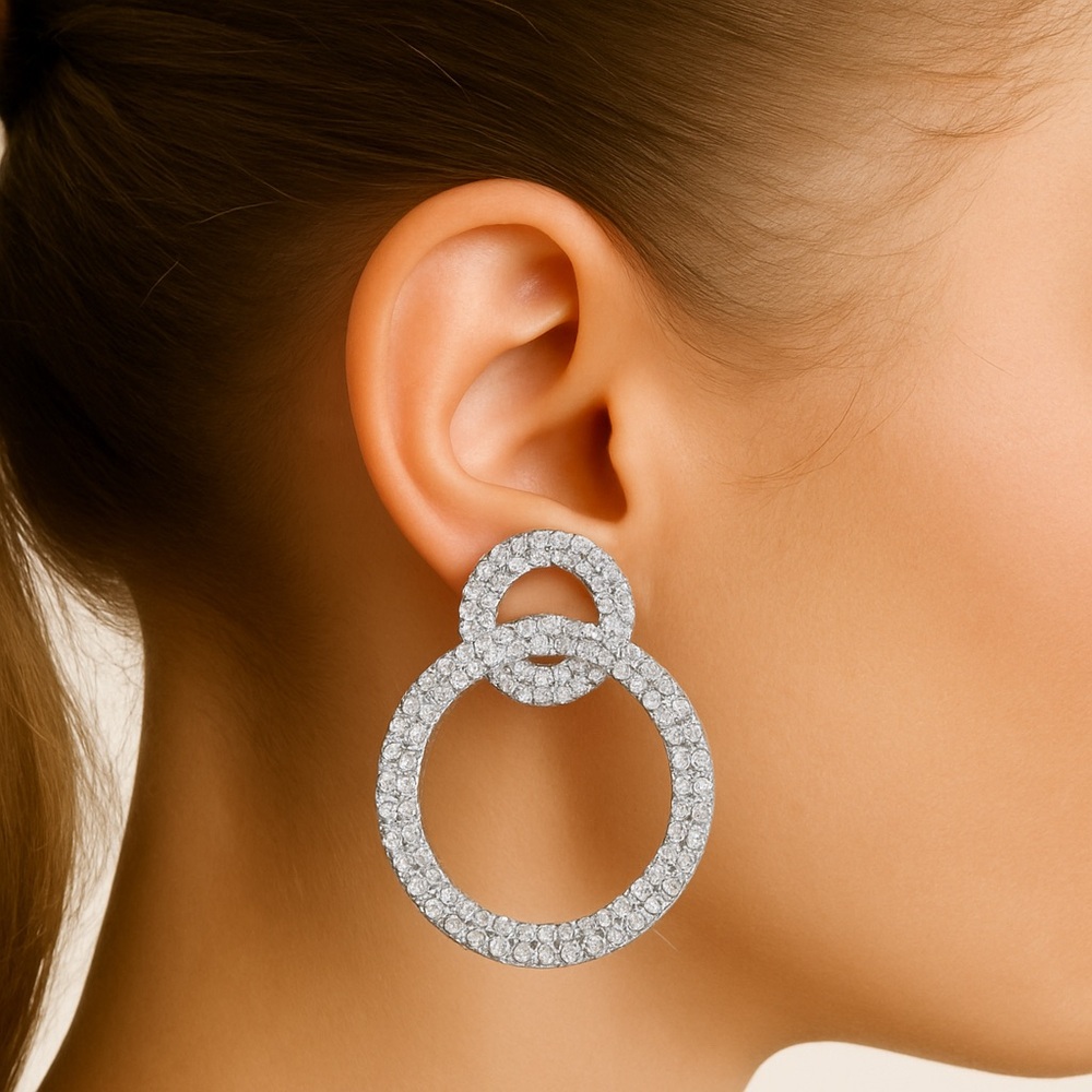 Elegant Silver Double Hoop Earrings